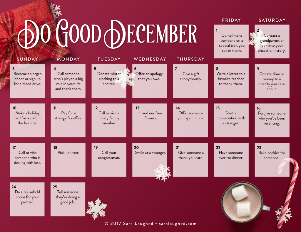Do Good December - 25 acts of kindness for Advent